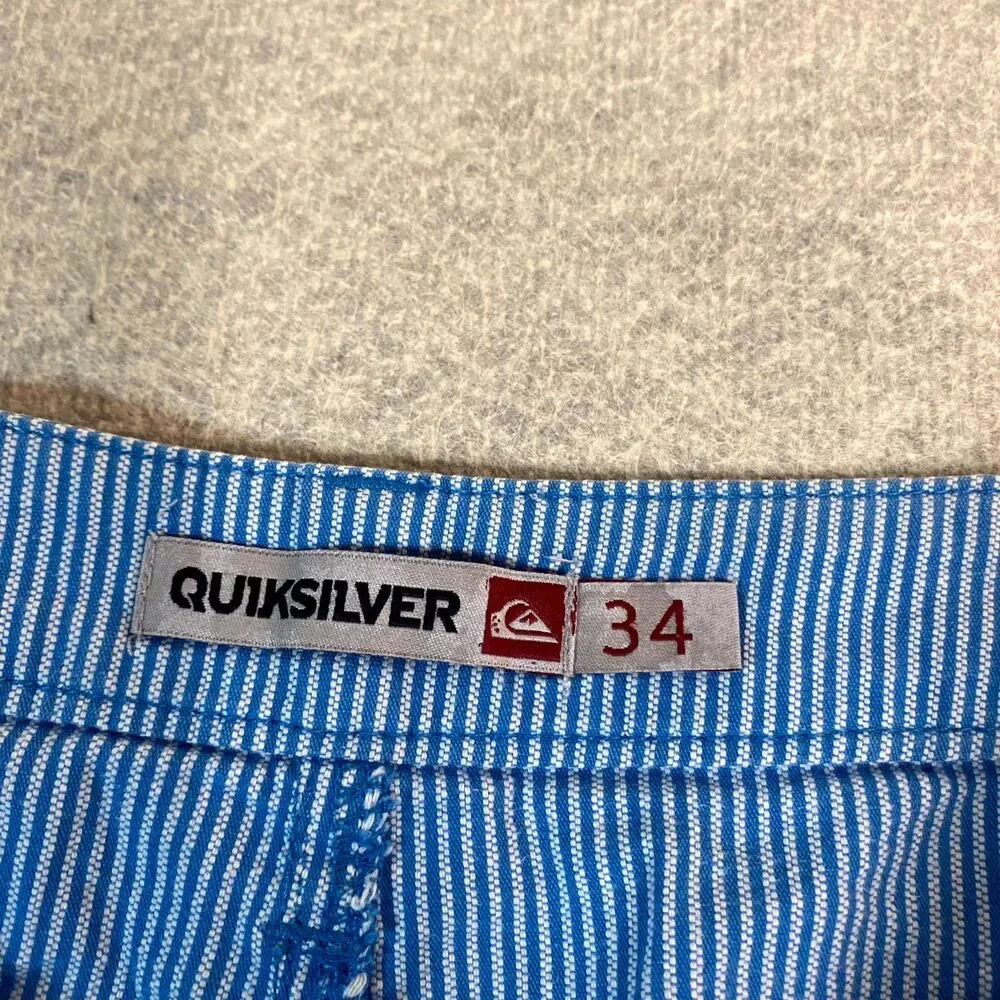 Quiksilver Striped Chino Shorts Blue White Color Mens Size 34‎
